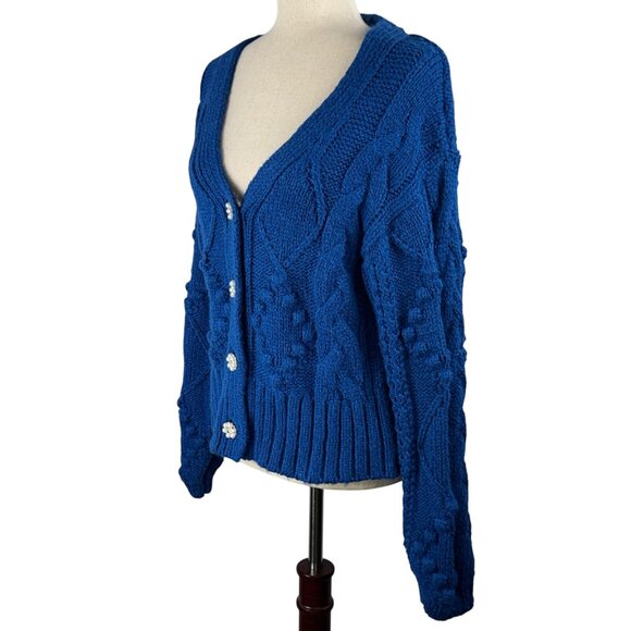 Like new! Koko + Mason Los Angeles Chunky Knit V-Neck Cardigan in Blue S… - Picture 4 of 13